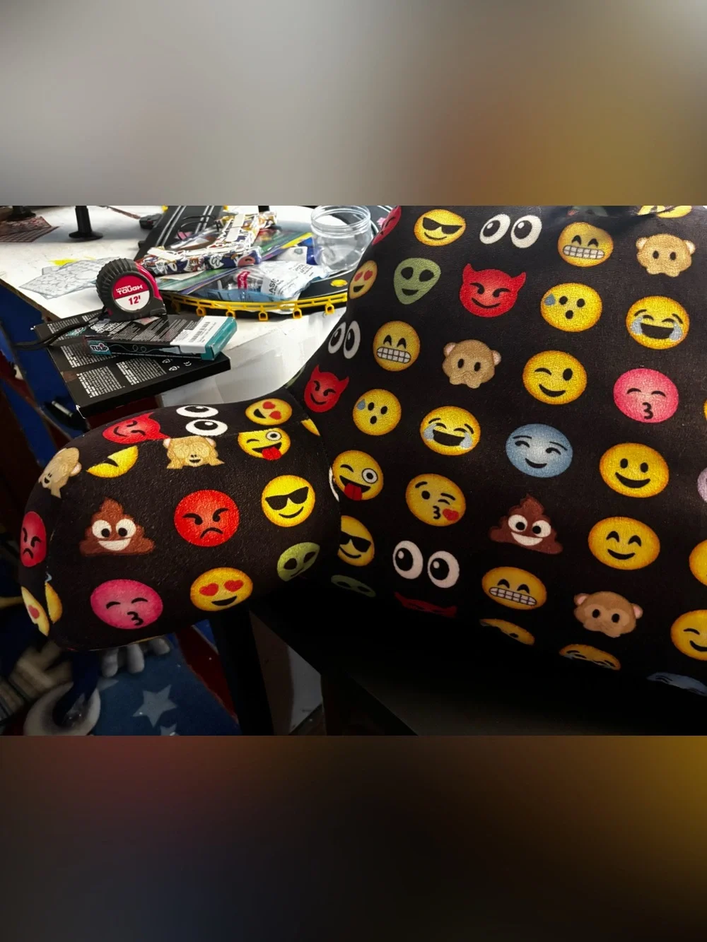 Emoji Pattern Arm Pillow - Black